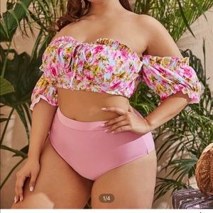 New!! Floral off shoulder swimsuit